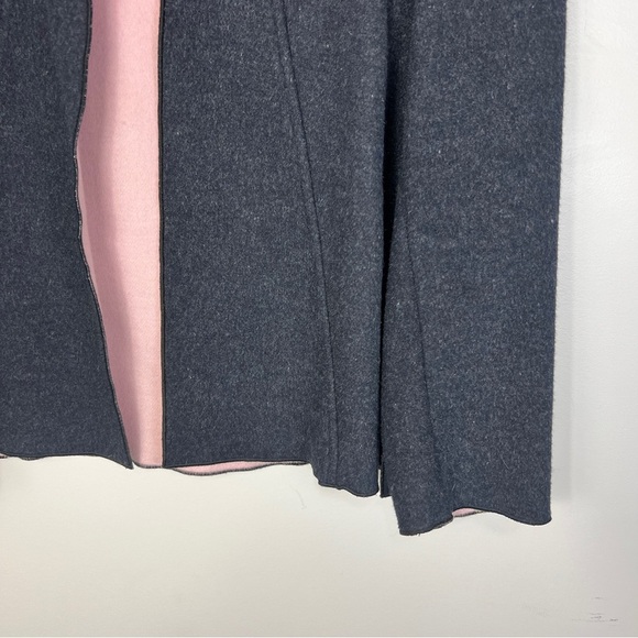 Harvé Benard Wool Blend open Front Women's Black Jacket Coat with Pink Lining 8 - Picture 4 of 10